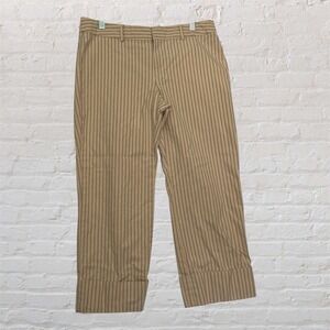 Banana Republic Martin Tan Pinstripe Cropped Cuffed Pants Womens 8‎ Cotton